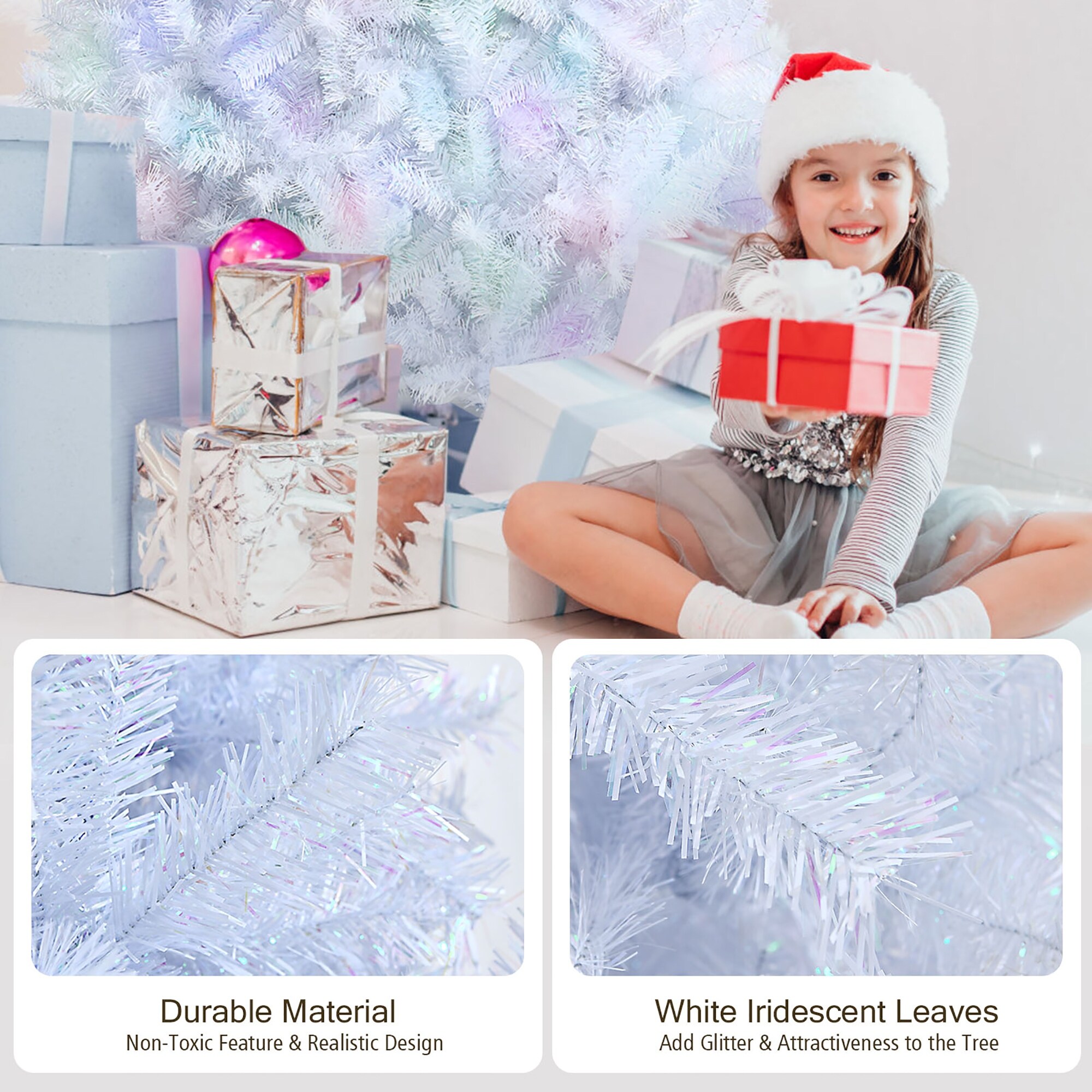 Costway 8ft White Iridescent Tinsel ArtificialundefinedChristmas